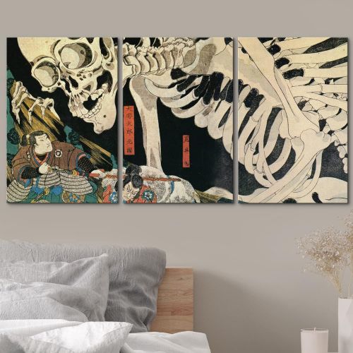 wall26 Framed Wall Art Print Set Witch & Skeleton Ukiyo-E by Utagawa Takiyasha Historic Cultural Illustrations Fine Art Chic Scenic Colorful Multicolor for Living Room, Bedroom, Of