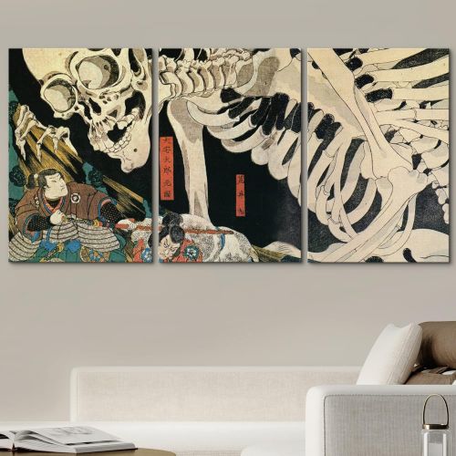  wall26 Framed Wall Art Print Set Witch & Skeleton Ukiyo-E by Utagawa Takiyasha Historic Cultural Illustrations Fine Art Chic Scenic Colorful Multicolor for Living Room, Bedroom, Of