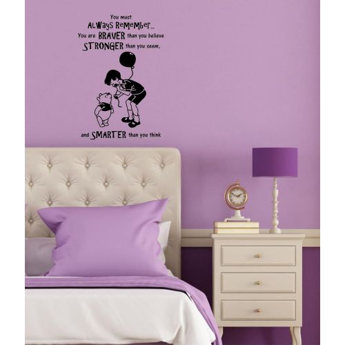  WallDecalsAndArt Winnie The Pooh Wall Decal is a High Quality Vinyl Wall Decal Displaying a Winnie Pooh Believe Quote