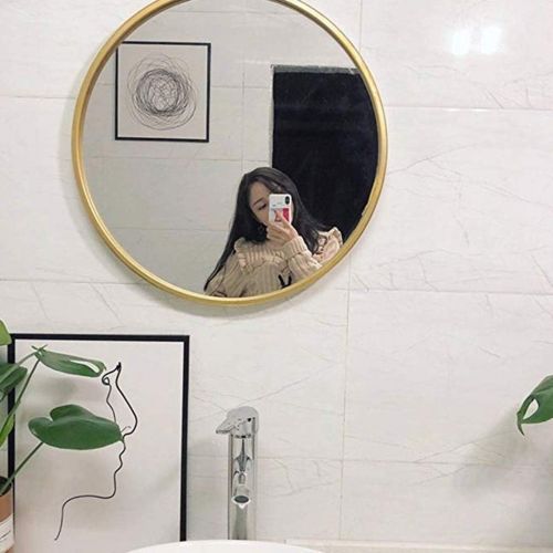  Wall-Mounted Mirrors Iron Mirror Wall Hanging Round Mirror Dressing Table Vanity Mirror Bathroom Mirror Decorative Mirror Creative Mirror (Color : Gold, Size : 60cm)