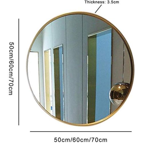  Wall-Mounted Mirrors Iron Mirror Wall Hanging Round Mirror Dressing Table Vanity Mirror Bathroom Mirror Decorative Mirror Creative Mirror (Color : Gold, Size : 60cm)