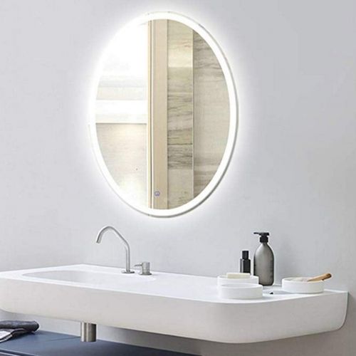  Wall-Mounted Mirrors Lighting Mirror Oval LED Bathroom Mirror Bedroom Dressing Table Makeup Mirror Mirror Light Mirror Shower Mirror (Color : White, Size : 5070cm)