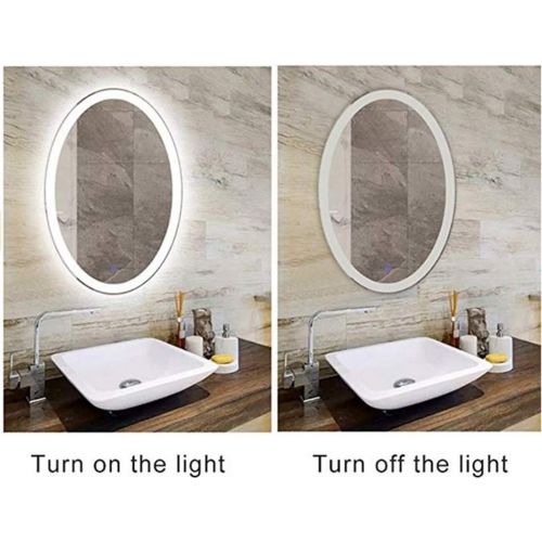  Wall-Mounted Mirrors Lighting Mirror Oval LED Bathroom Mirror Bedroom Dressing Table Makeup Mirror Mirror Light Mirror Shower Mirror (Color : White, Size : 5070cm)