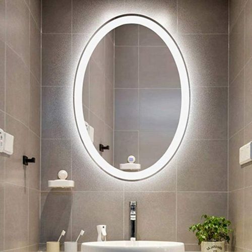 Wall-Mounted Mirrors Lighting Mirror Oval LED Bathroom Mirror Bedroom Dressing Table Makeup Mirror Mirror Light Mirror Shower Mirror (Color : White, Size : 5070cm)