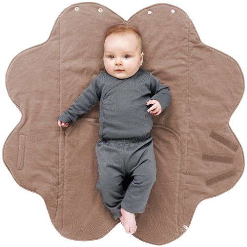  Wallaboo Baby Blanket Fleur, Supersoft 100% Cotton, Newborn, For Pram, Moses Basket or Crib and Travel, Receiving Blanket in Flower shape. Size 34 x 34inch, Color: Taupe