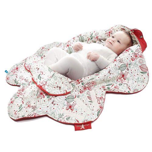  Wallaboo Baby Blanket Leaf, Soft Blanket, Newborn and Up, Durable faux Suede and 100% Pure Cotton with Print, Ecru