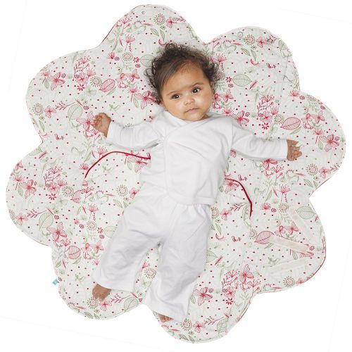  Wallaboo Baby Blanket Leaf, Soft Blanket, Newborn and Up, Durable faux Suede and 100% Pure Cotton with Print, Ecru