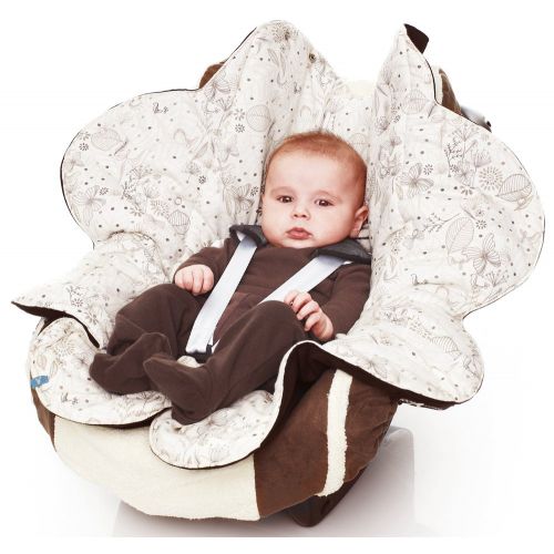  Wallaboo Baby Blanket Leaf, Soft Blanket, Newborn and Up, Durable faux Suede and 100% Pure Cotton with Print, Ecru