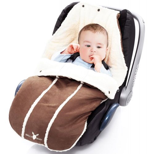  Wallaboo Baby Universal Bunting Bag, for Car Seat Stroller Pushchair, Footmuff Sack, Luxurious suede and soft faux sheerling, Newborn upto 12 months, 84x50cm, Size: 33 x 20 inch, C