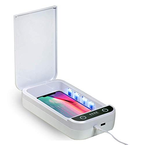  Wallcharmers UV Cell Phone Sanitizer & Small Item Cleaner Android & iPhone Sanitizer Sterilizer Kills 99% of Germs Viruses & Bacteria Sanitize Keys, Jewelry, Masks, Cards, More! (Blue)