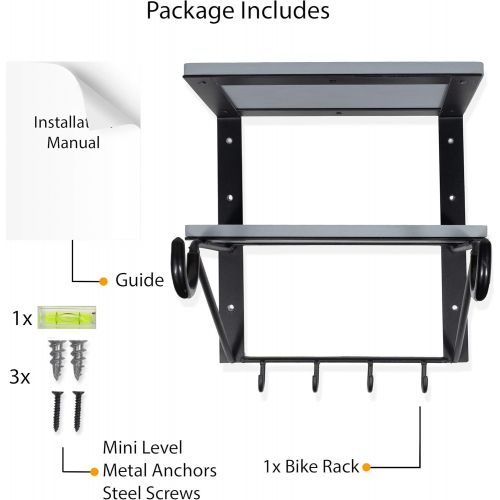  [아마존베스트]Wallniture Byko Wall Mounted Bicycle Storage Rack Shelf  Horizontal Bike Hook Holder with Shelves