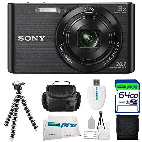  Sony DSC-W830 Digital Camera (Black) + 64GB Pixi-Basic I3ePro Accessory Bundle