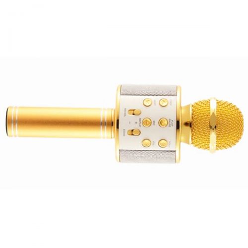  Unbranded Wireless HIFI Karaoke Microphone Built in TF Card Slot and U-disk Interface - Golden