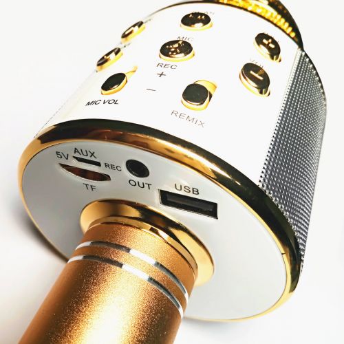  Unbranded Wireless HIFI Karaoke Microphone Built in TF Card Slot and U-disk Interface - Golden