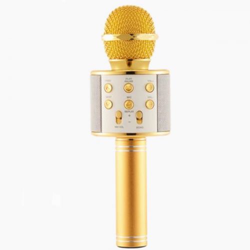  Unbranded Wireless HIFI Karaoke Microphone Built in TF Card Slot and U-disk Interface - Golden