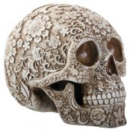 YTC Summit International Natural Colored Floral Human Skull Day of the Dead Dia de Los Muertos Figurine