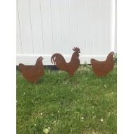 /WalshMetalWorks Rusted Metal Chickens and Rooster