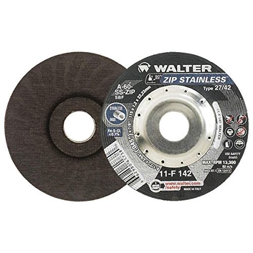  Walter Surface Technologies Walter 11F152 ZIP Stainless Cutoff Wheel - [Pack of 25] A-60-SS ZIP Grit, Type 27, 5 in. Abrasive Wheel for Cutting Pipes, Hard Surfaces