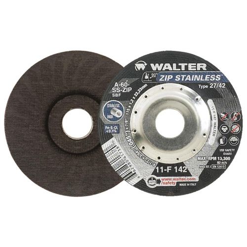  Walter Surface Technologies Walter 11F152 ZIP Stainless Cutoff Wheel - [Pack of 25] A-60-SS ZIP Grit, Type 27, 5 in. Abrasive Wheel for Cutting Pipes, Hard Surfaces