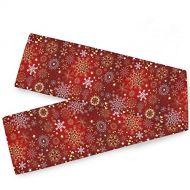 Wamika Christmas Winter Snowflake Table Runner 13x90 Inches Double Sided, Luxurious Gold Red Snowflakes Table Runners Cloth Placemats Washable Fabric for Kitchen Dining Party Home Decor
