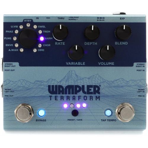  Wampler Terraform Modulation Multi-effect Pedal with 3 Patch Cables