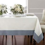 Wamsutta Bordered Linen 70 in x 104 in Oval/Oblong Tablecloth in Blue