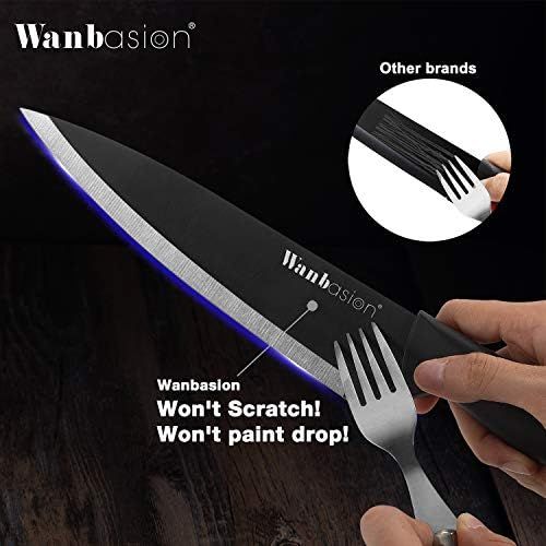  [아마존베스트]Wanbasion Black 16 Pieces Kitchen Knife Set Dishwasher Safe, Professional Chef Kitchen Knife Set, Kitchen Knife Set Stainless Steel with Knife Sharpener Peeler Scissors Acrylic Blo