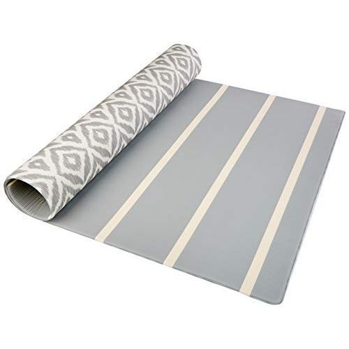  Visit the wander & roam Store Baby Play Mat | One-Piece Reversible Foam Floor Mat | Large | Eco-Friendly | Extra Soft | Non-Toxic | Baby | Toddlers | Kids (Grey Ikat + Stripe, Large)