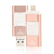 Wandera Technology 128GB iPhone USB Flash Drive, iOS Memory Stick, iPad External Storage Expansion for iOS Android PC Laptops (Rose Gold) (Rose Gold (Y-Disk))
