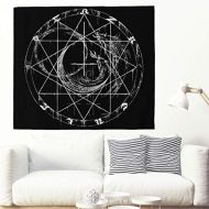 Wandlovers Einfarbig Heulen Wolf Wikinger Runen Tatowieren Wandteppich Ethnisch Wolf Mond Wurzel Skizziert Kunstwerk Wandbehang Tapisserie Keltisch Nordisch Wolf Rune Totem Wanddecke Wanddeko