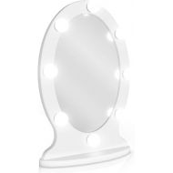 Waneway Lighted Vanity Mirror Hollywood Makeup Mirror with Lights, Light up Oval Table-Top Mirror Illuminated Cosmetic Mirrors with Stand for Dressing Desk, Dimmable LED Bulbs Touch Contro