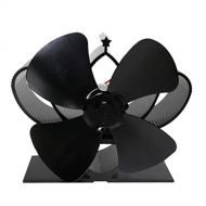 Wang shufang 1pc Black Fireplace 4 Blade Thermal Heat Powered Pellet Stove Fan Oven Wood Burner Eco Fan Tools for Decorative Accessories Portal (Color : Black)