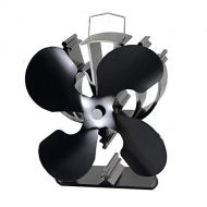 Wang shufang 1pc 4 Blades Heat Powered Eco Stove Fan Black/Gold/Sliver Warm Air Than 2 Blade Stove Fan for Wood/Log Burner/Fireplace (Color : Black)