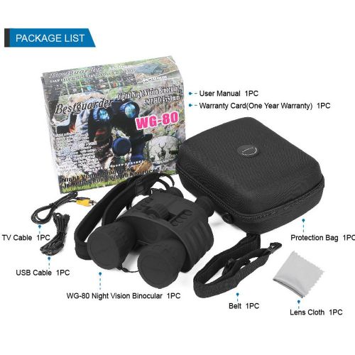  Bestguarder WG-80 4X50mm HD Digital Night Vision Binocular with 1.5 inch TFT LCD and Camera & Camcorder Function Takes 5mp Photo & 720p Video from 300m980ft Distance