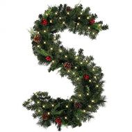 Wanhaishop Christmas Wreath Artificial Christmas Garland Decoration for Stairs Fireplace Fir Pine Garland for Indoor& Outdoor Xmas Tree with LED Light Hanging Ornaments (1.8M) Wreath