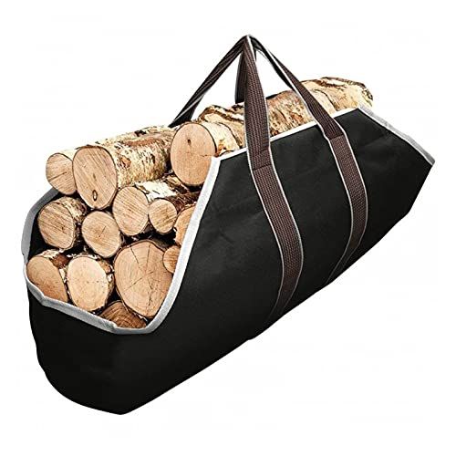  Wanhaishop firewood Carrier Portable Large Capacity firewood Bag Canvas Wood Storage Bag Carrier Outdoor Camping Fireplace Stove firewood Tote Handbag Camping Tote