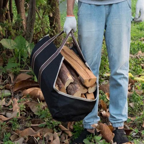  Wanhaishop firewood Carrier Portable Large Capacity firewood Bag Canvas Wood Storage Bag Carrier Outdoor Camping Fireplace Stove firewood Tote Handbag Camping Tote