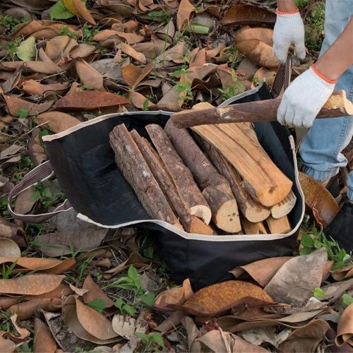  Wanhaishop firewood Carrier Portable Large Capacity firewood Bag Canvas Wood Storage Bag Carrier Outdoor Camping Fireplace Stove firewood Tote Handbag Camping Tote