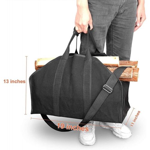  Wanhaishop firewood Carrier Large firewood Carrier Canvas Tote Storage Bag firewood Holder Bag with Shoulder Strap Wood Stove Fireplace Accessories Camping Tote