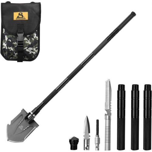  [아마존베스트]Wanlusha Folding Shovel, Portable Military Shovel with Tactical Waist Pack, Trench Entrenching Tool, Multi-Function Survival Kit for Outdoors Sporting