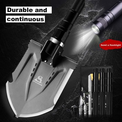  [아마존베스트]Wanlusha Folding Shovel, Portable Military Shovel with Tactical Waist Pack, Trench Entrenching Tool, Multi-Function Survival Kit for Outdoors Sporting