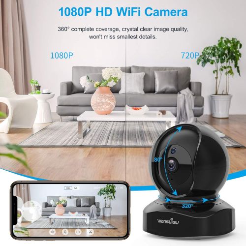  [아마존베스트]Wansview Wireless Security Camera, IP Camera 1080P HD, WiFi Home Indoor Camera for Baby/Pet/Nanny, Motion Detection, 2 Way Audio Night Vision, Works with Alexa, with TF Card Slot a
