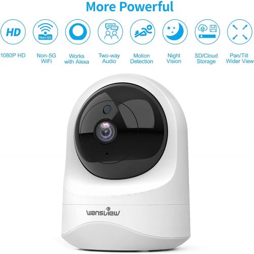  [아마존베스트]Baby Monitor Camera, Wansview 1080PHD Wireless Security Camera for Home, WiFi Pet Camera for Dog and Cat, 2 Way Audio, Night Vision, Works with Alexa Q6-W …