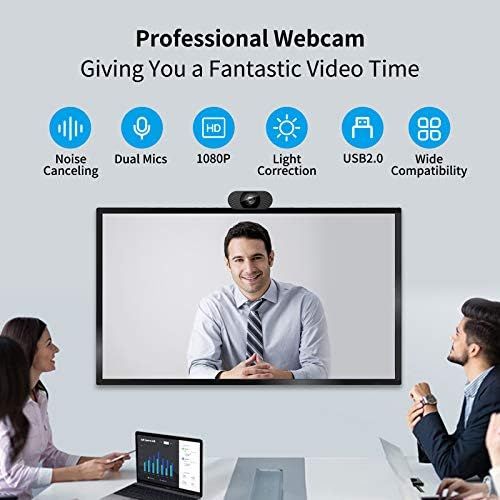  [아마존베스트]WANSVIEW Webcam 1080P with Microphone, Webcam USB 2.0 Plug & Play for Laptop, Computer, PC, Desktop, with Auto Light Correction, Live Streaming, Video Calling, Conferencing, Online