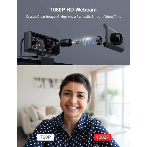  [아마존베스트]Wansview Webcam, 1080P Webcam with Microphone, USB Camera for Desktop, Laptop, Compatible with Windows, Mac, for Video Call, Conference, Online Teaching, Game