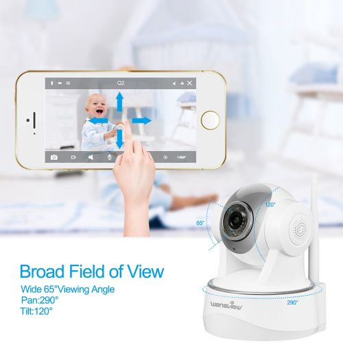  Wansview 1080P Baby Camera, WiFi Home Security Surveillance Camera Video Stream at 30fps, for BabyElderPetNanny Monitor, PanTilt, Two-Way Audio & Night Vision Q2 (White)