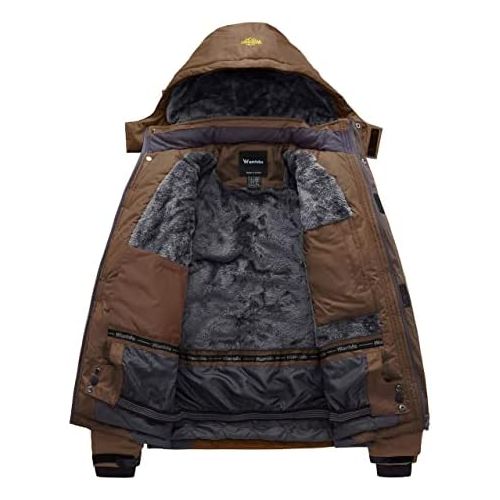  Wantdo Mens Mountain Waterproof Ski Jacket Windproof Rain Jacket Winter Warm Snow Coat