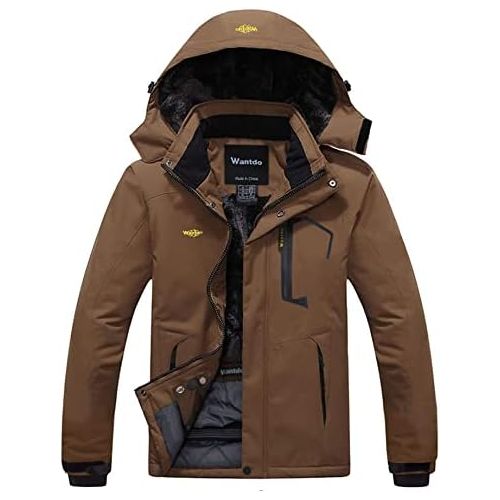  Wantdo Mens Mountain Waterproof Ski Jacket Windproof Rain Jacket Winter Warm Snow Coat