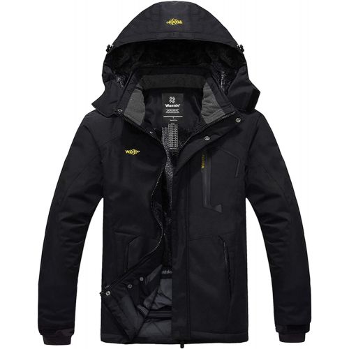  Wantdo Mens Mountain Waterproof Ski Jacket Windproof Rain Jacket Winter Warm Snow Coat