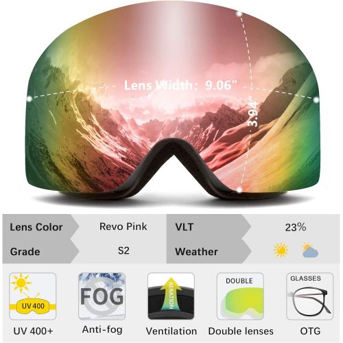  Wantdo Ski Goggles Frameless Spherical Snowboard Goggles for Men Women Adult